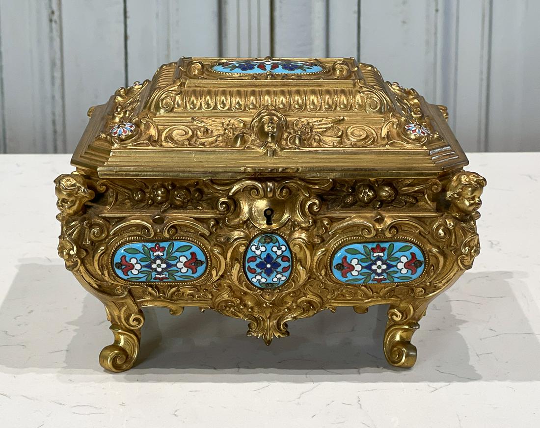 French Gilt Bronze Champleve Enamel Jewelry Box (1 of 10)
