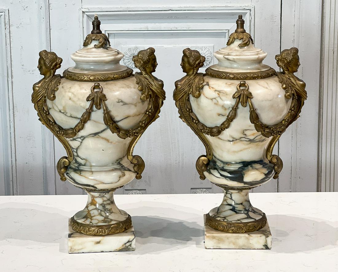 Pair French Bronze And Marble Cassoulets (1 of 12)