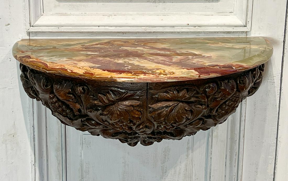 French Onyx And Carved Oak Bracket Shelf (1 of 9)