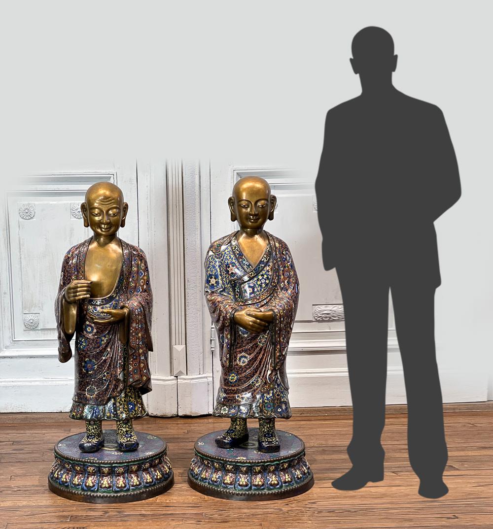 Two Large Chinese Cloisonne Lohan Figures (1 of 13)
