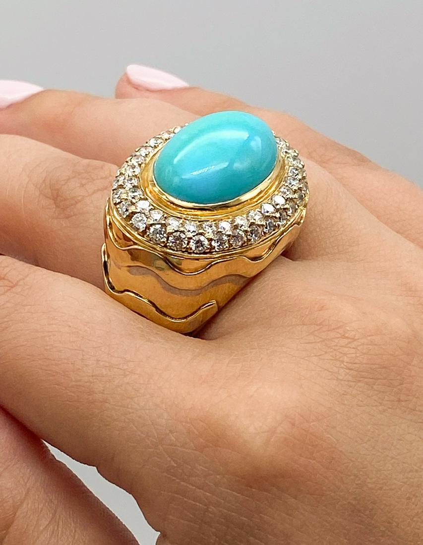 Dian Malouf Turquoise And Diamond Ring (1 of 5)