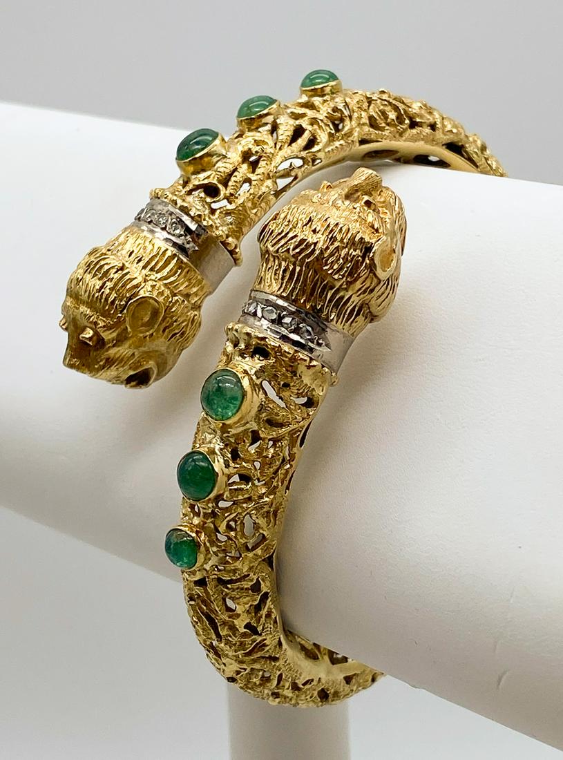 Double Chimera Bangle With Emeralds, 18k Yellow Gold (1 of 7)