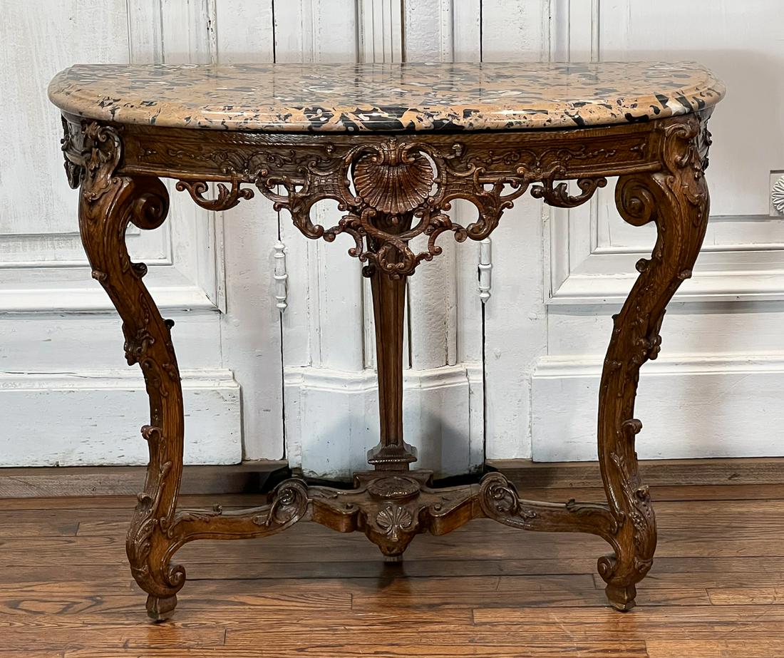 French Rococo Walnut Console Table (1 of 8)