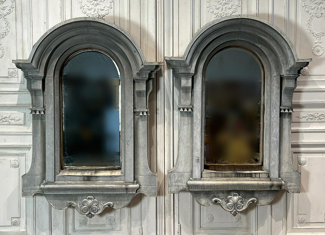 Pair Large Tin Architectural Mirrors (1 of 11)