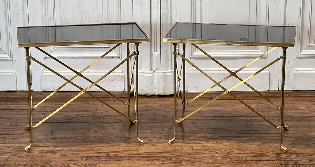 Pair Gilt Bronze Black Marble Side Tables (1 of 9)