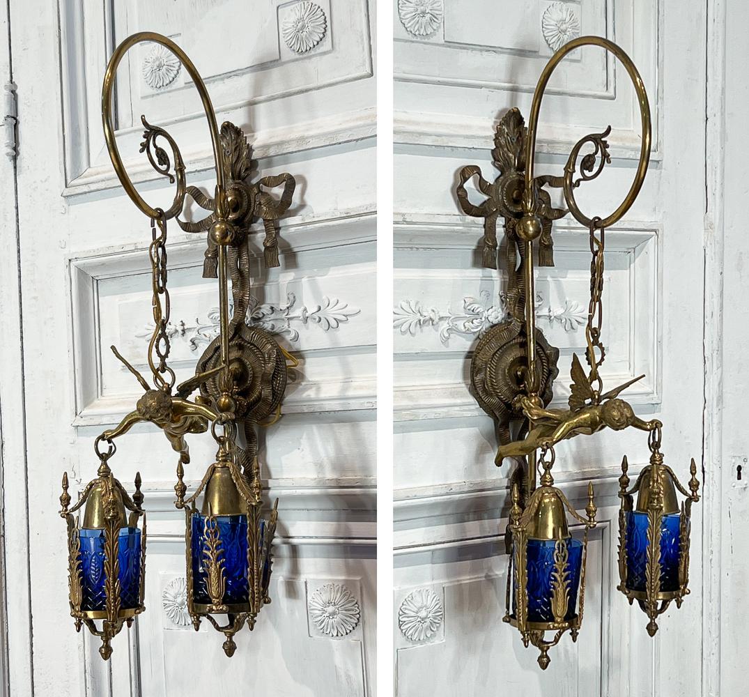 Pair Beaux Arts Cherub Bronze Sconces (1 of 20)