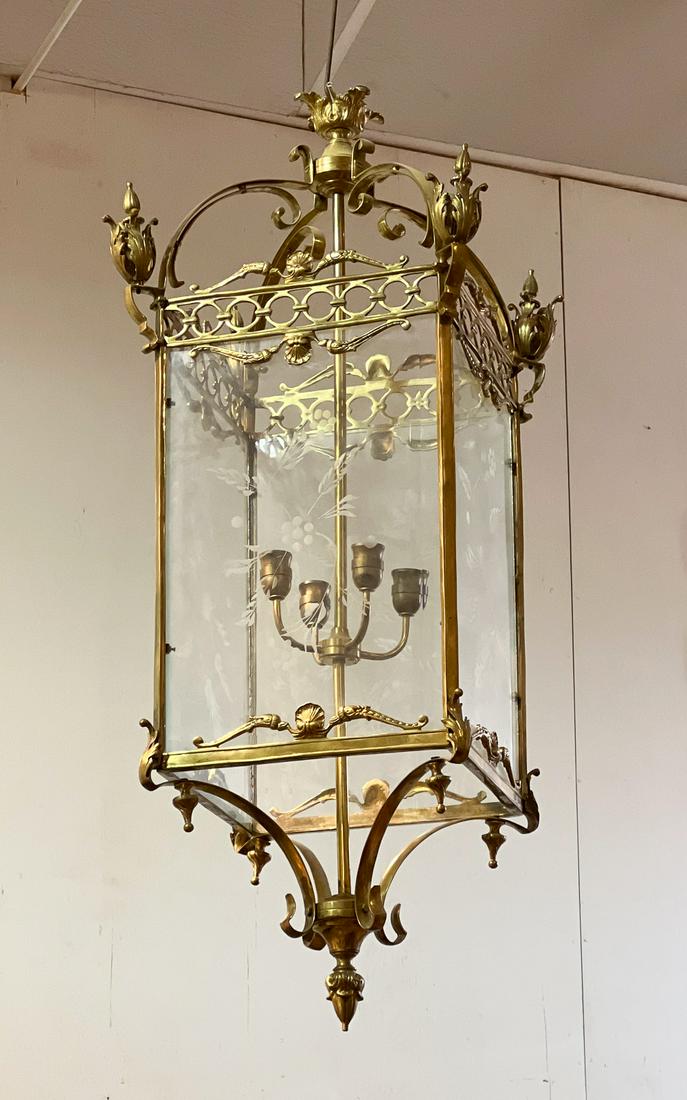 Large Louis XVI Style Brass Lantern (1 of 10)