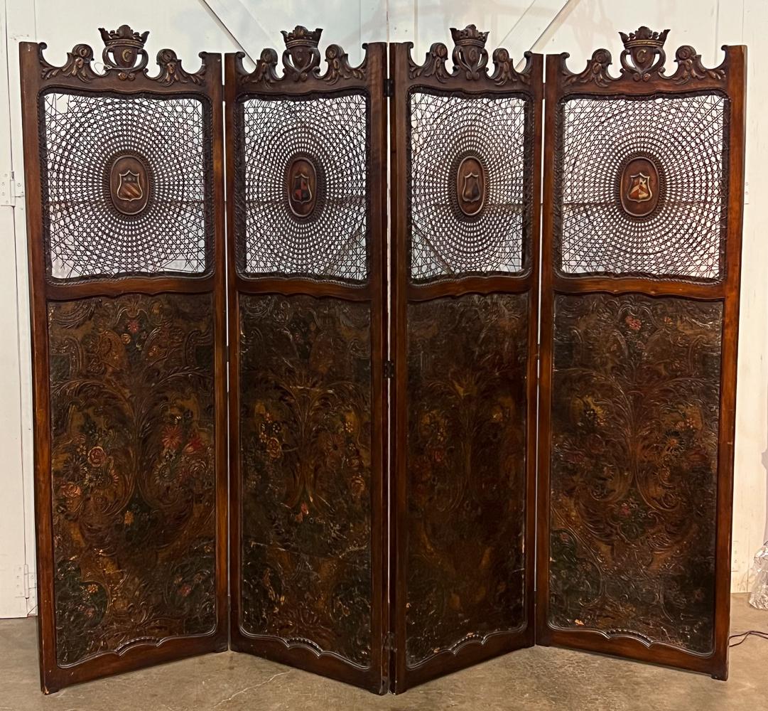 19th Century Embossed Leather Screen (1 of 10)