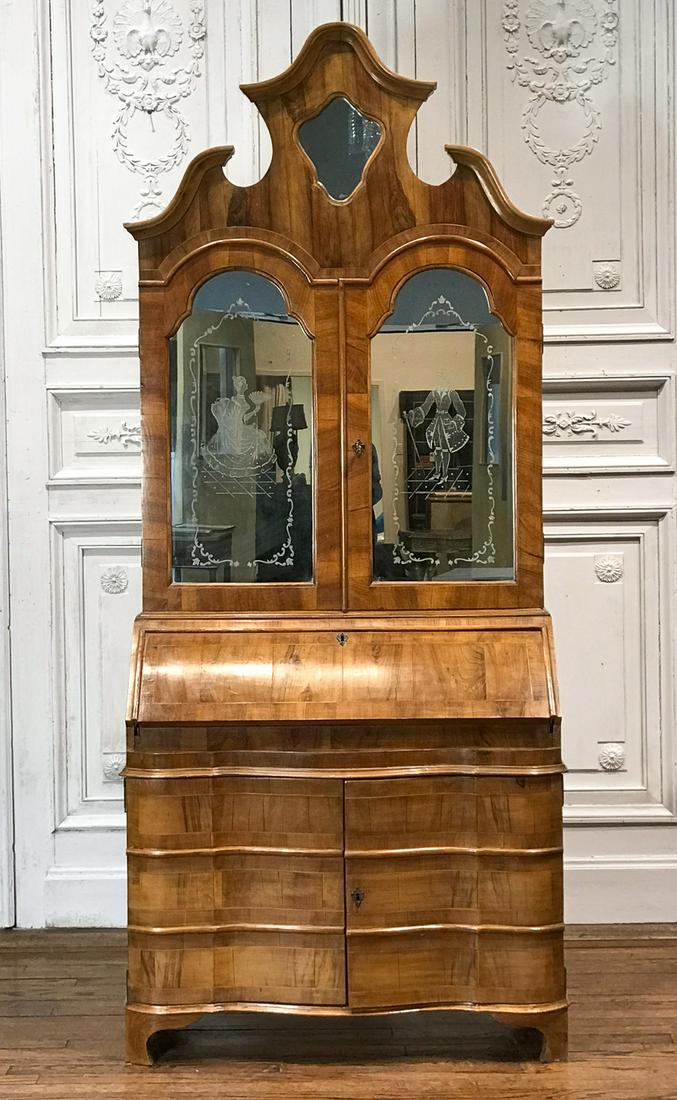 Italian Rococo Style Inlaid Walnut Secretary (1 of 12)