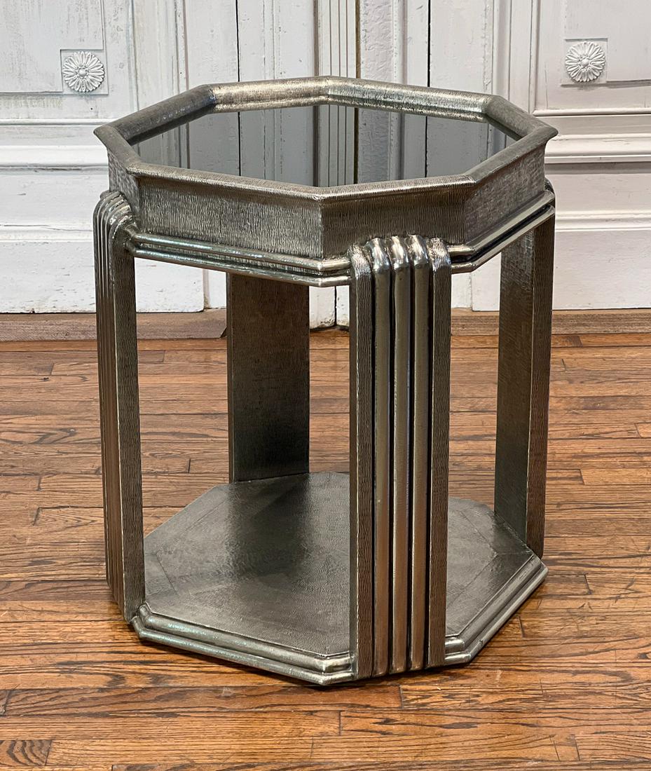 Art Deco Style Metal Clad Side Table (1 of 9)