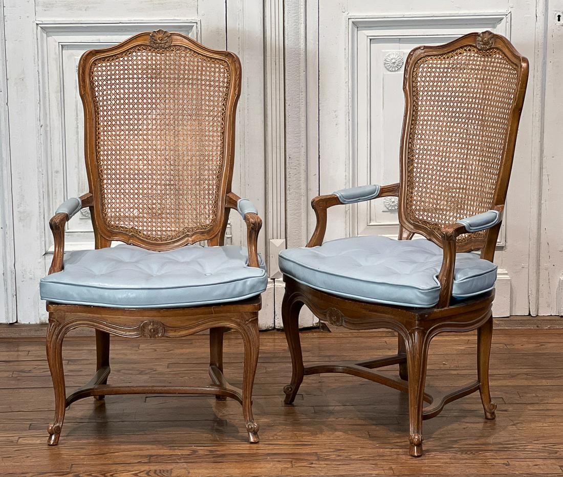 Pair Louis XV Style Caned Armchairs (1 of 14)