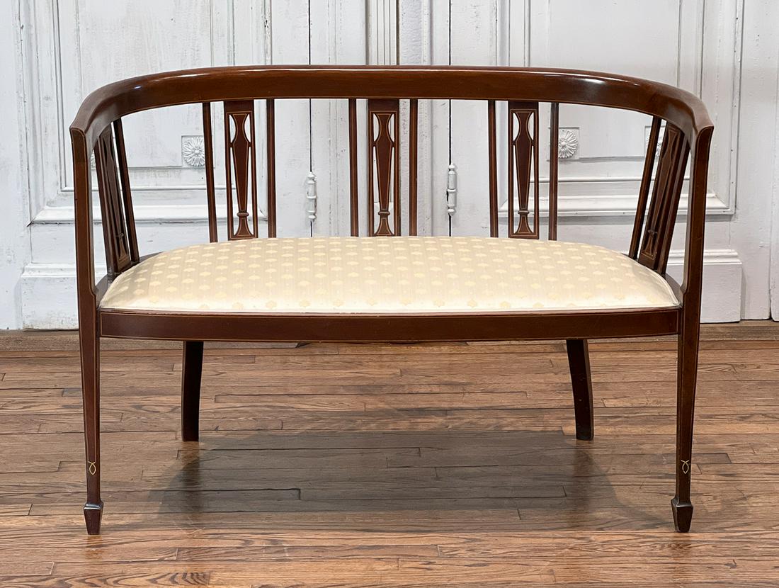 Edwardian Inlaid Mahogany Settee (1 of 10)