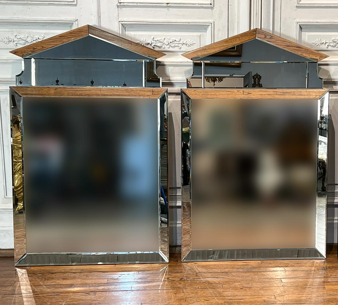 Pair Of Modern Pedimented Mirrors (1 of 8)