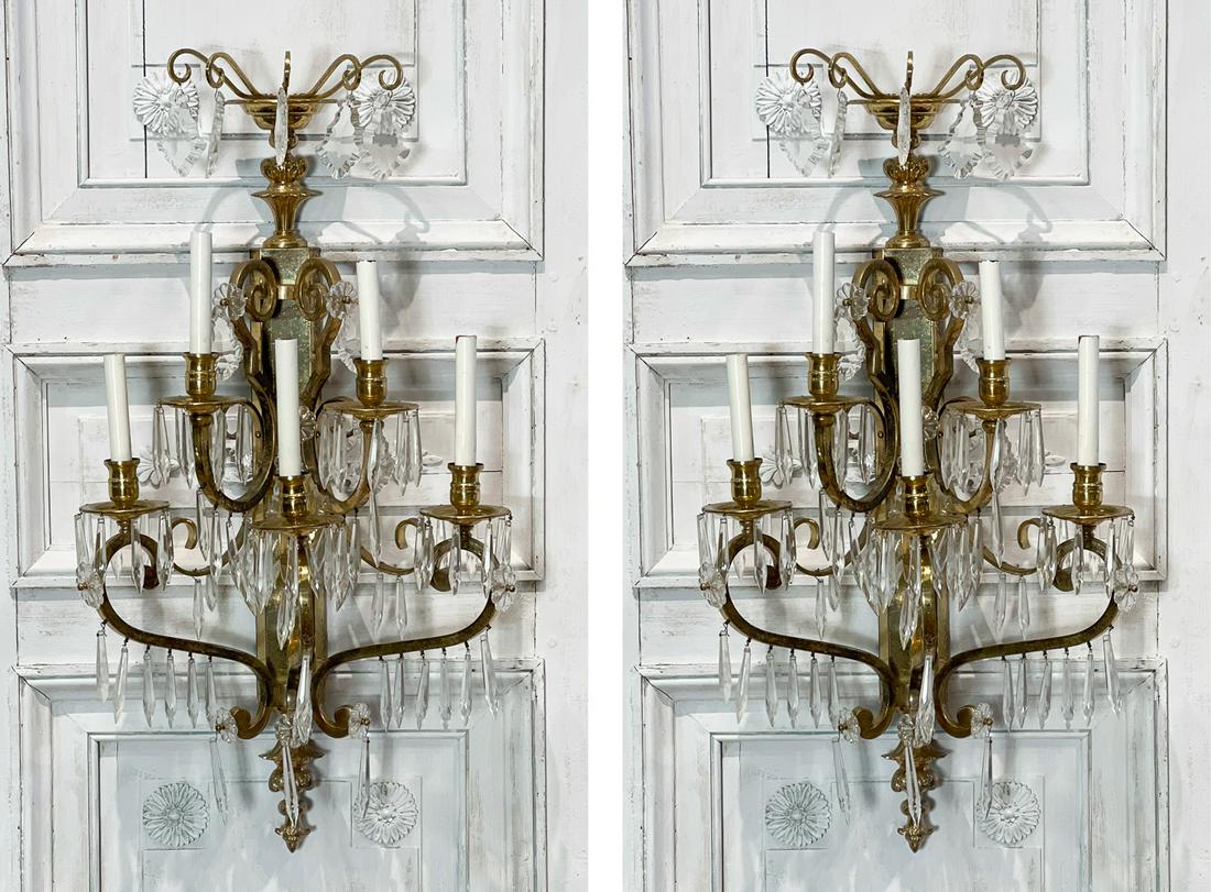 Pair Bronze And Cut Glass Sconces (1 of 11)