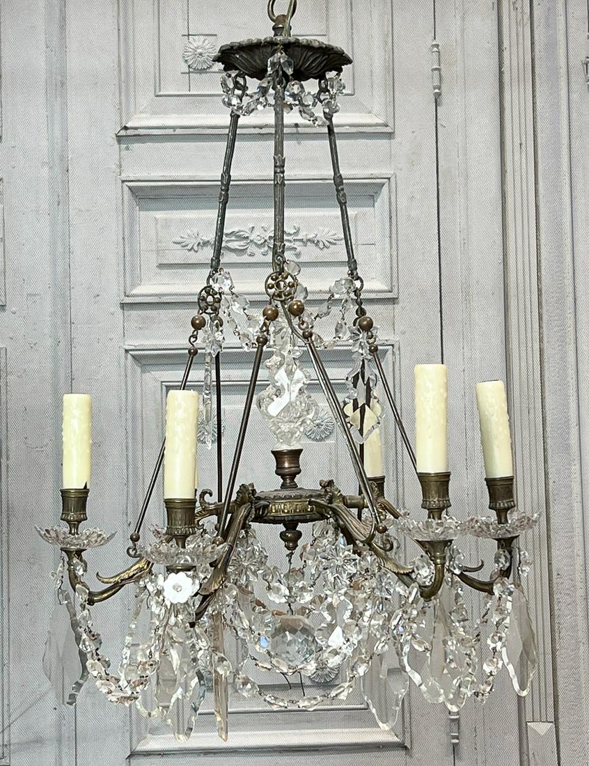 Renaissance Style Bronze Cut Glass Chandelier (1 of 7)