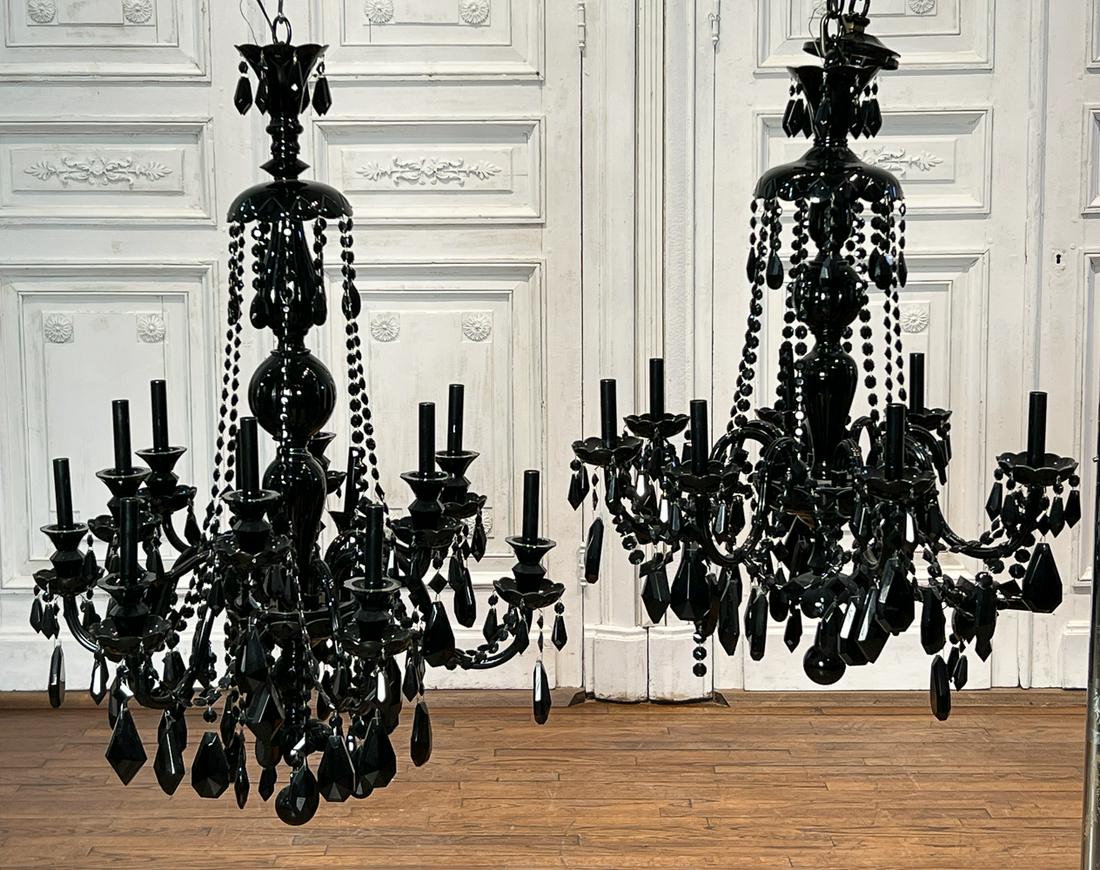 Two Modern Black Crystal Chandeliers (1 of 15)