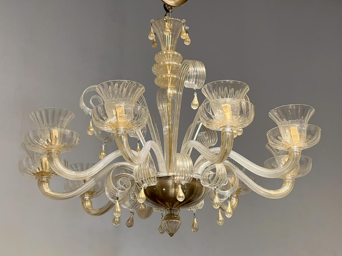 Large Murano Gold Chandelier (1 of 10)
