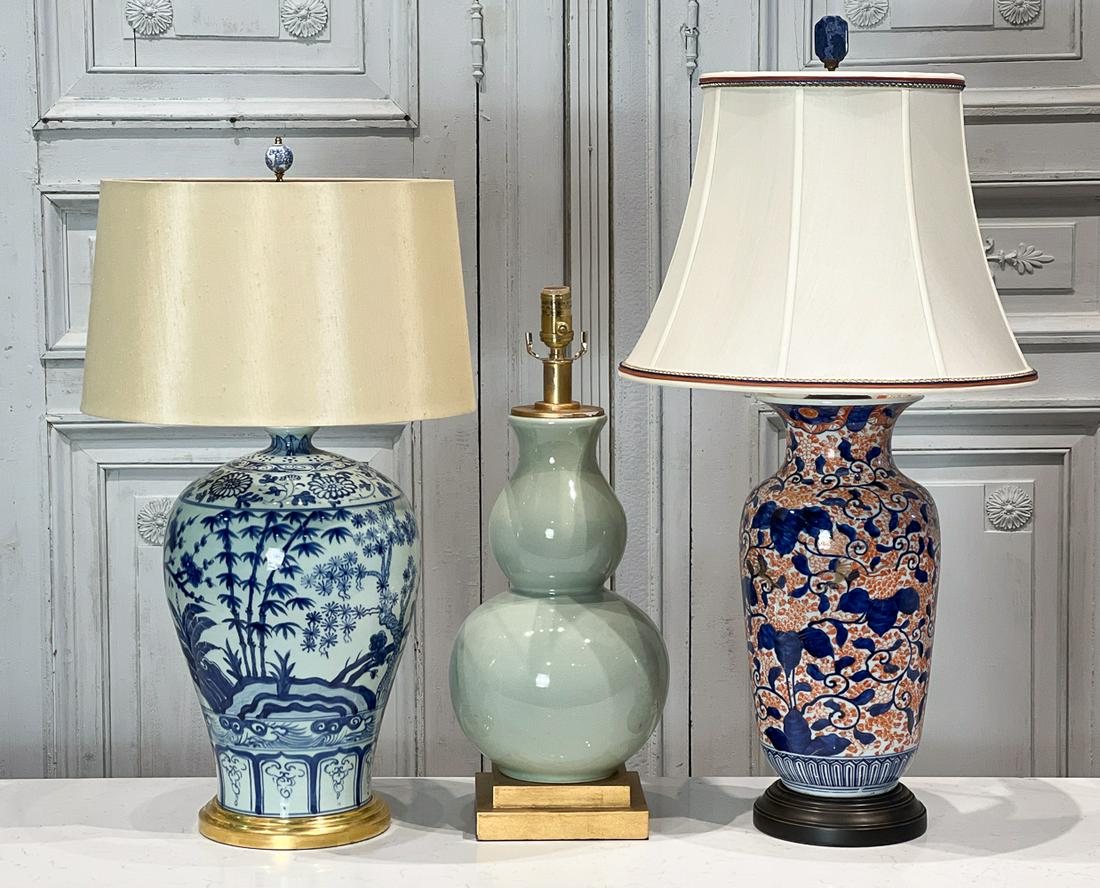 Three Large Chinese Porcelain Vase Table Lamps (1 of 10)