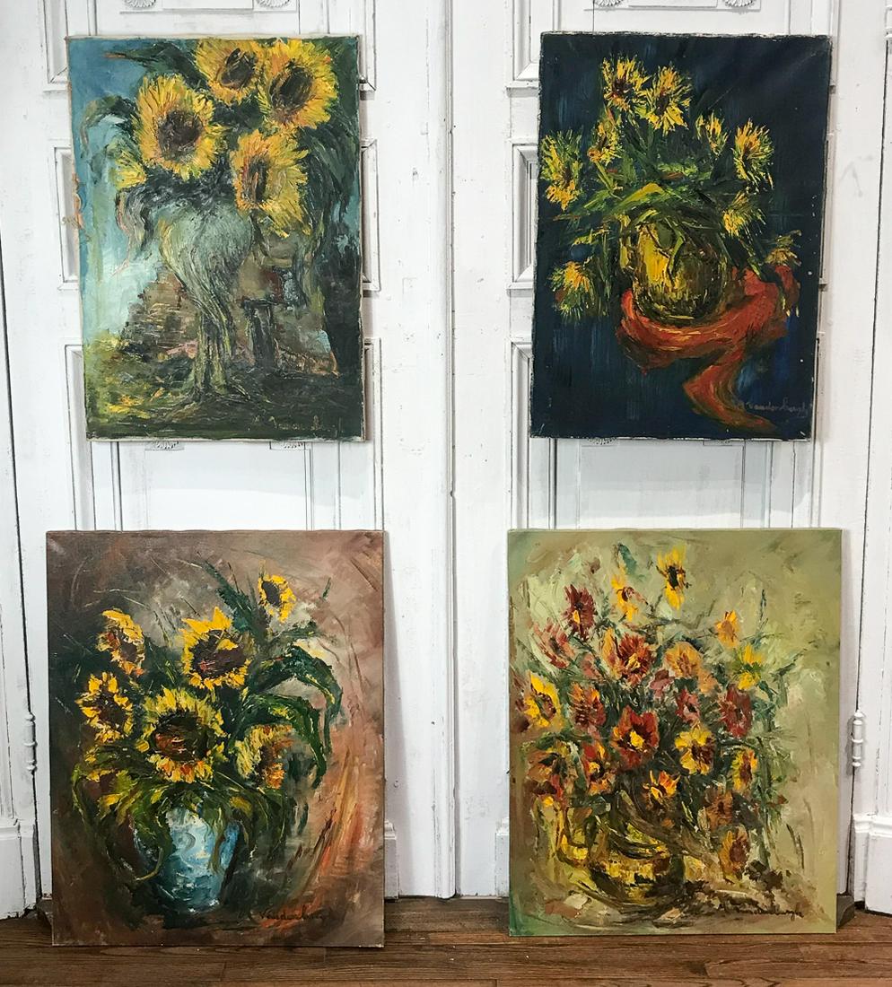 Four Sunflower Still Life Oil Paintings (1 of 11)