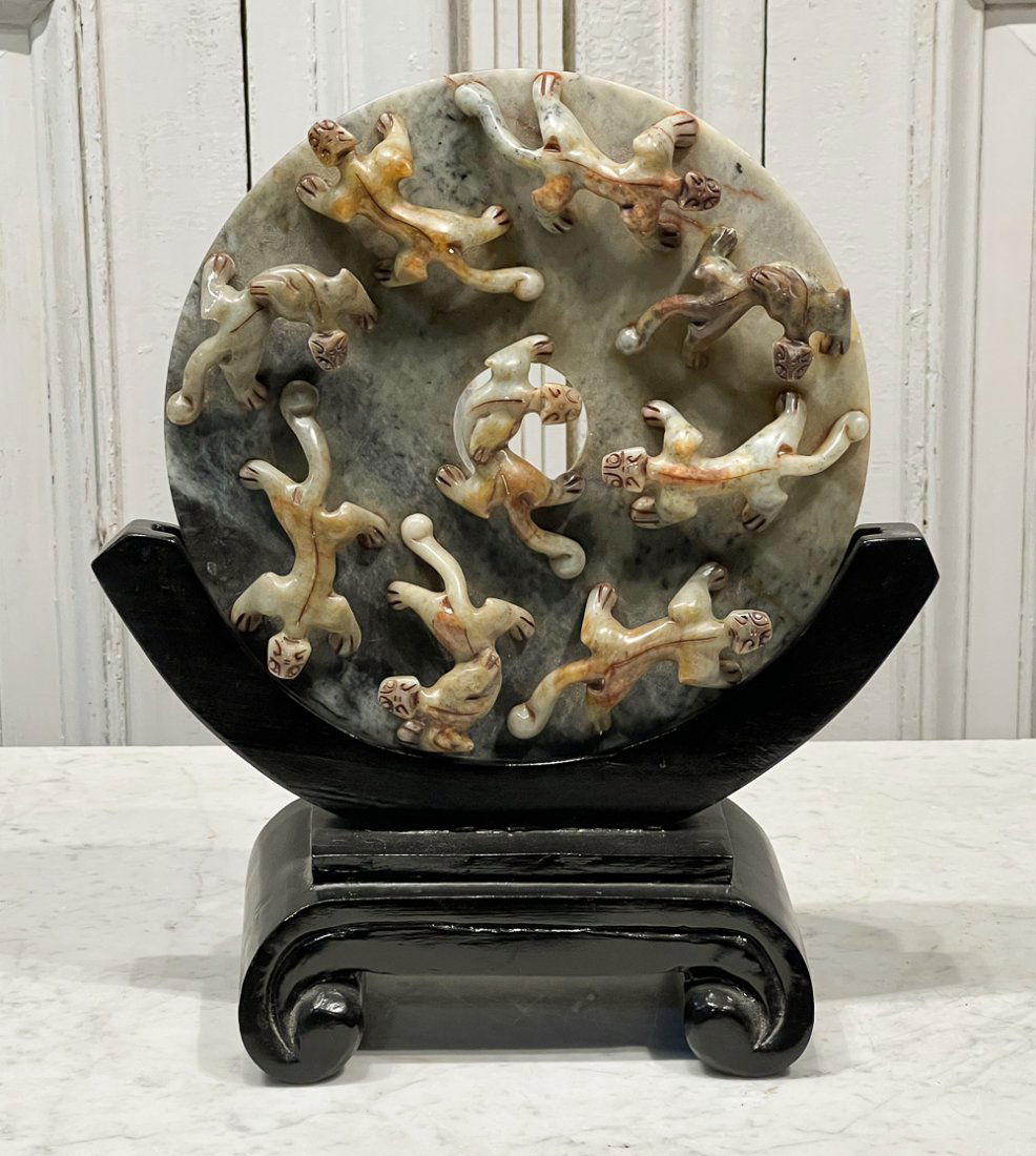 Hetian Jade Chilong Carved Bi Disc (1 of 10)