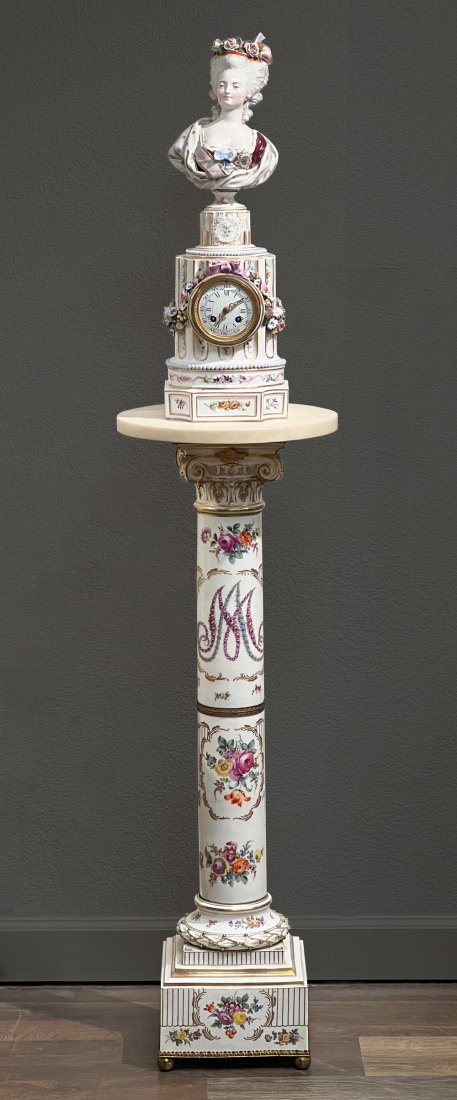 Fine Marie Antoinette Porcelain Clock and Pedestal (1 of 20)