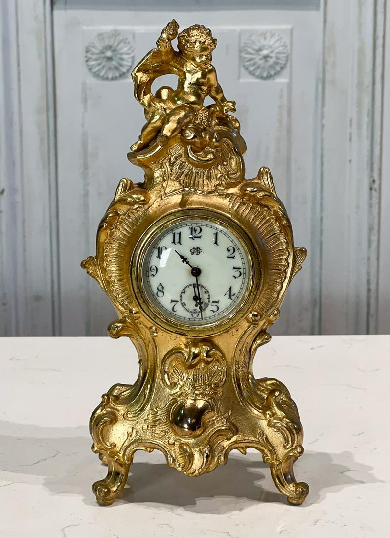 Petite French Gilt Bronze Clock (1 of 12)