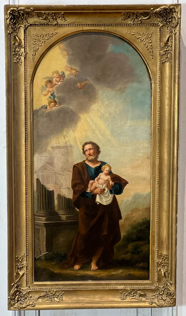 St. Joseph And The Christ Child Oil On Canvas (1 of 10)
