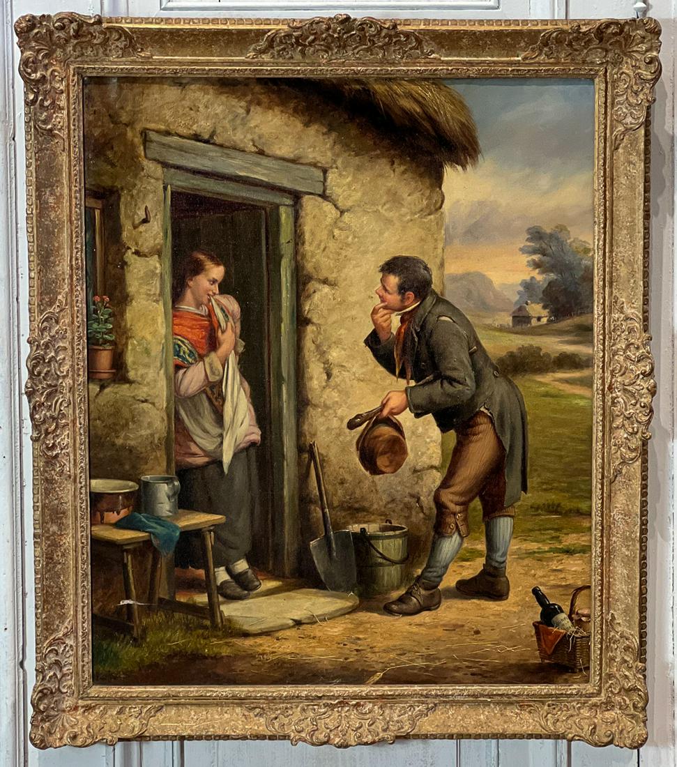 Flirtation At A Country Cottage Oil On Canvas (1 of 9)