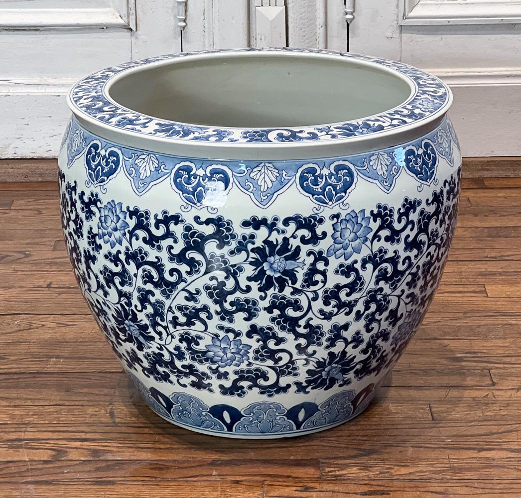 Blue And White Porcelain Fishbowl Planter (1 of 8)