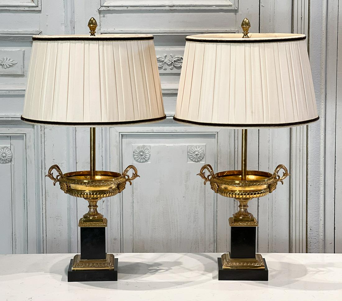 Pair Neoclassical Style Gilt Bronze Table Lamps (1 of 8)