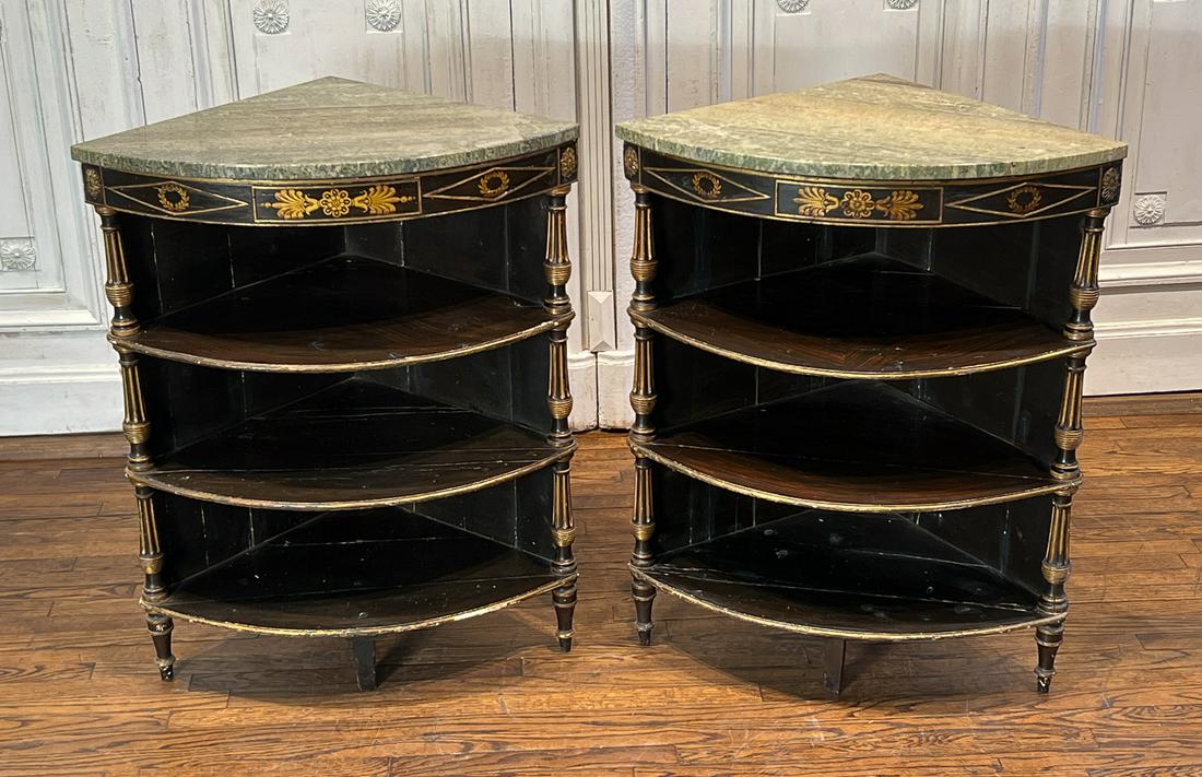 Pair Empire Style Painted Corner Etageres (1 of 10)