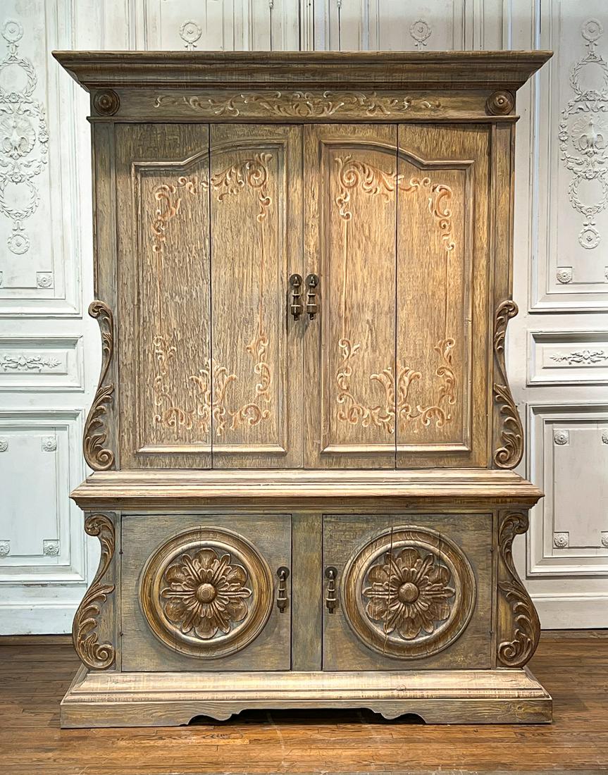 Large Painted And Pickled Oak Cabinet (1 of 12)