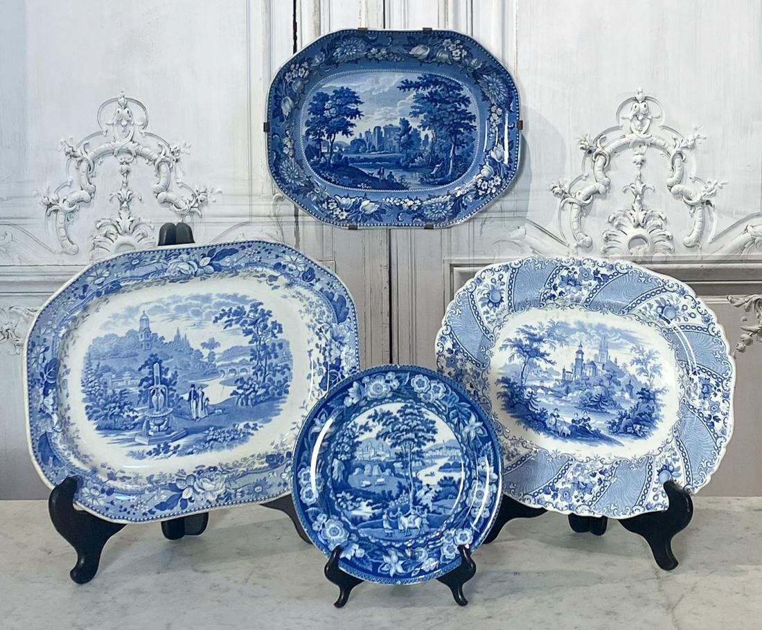 Blue And White Ironstone Platters And Plate (1 of 5)
