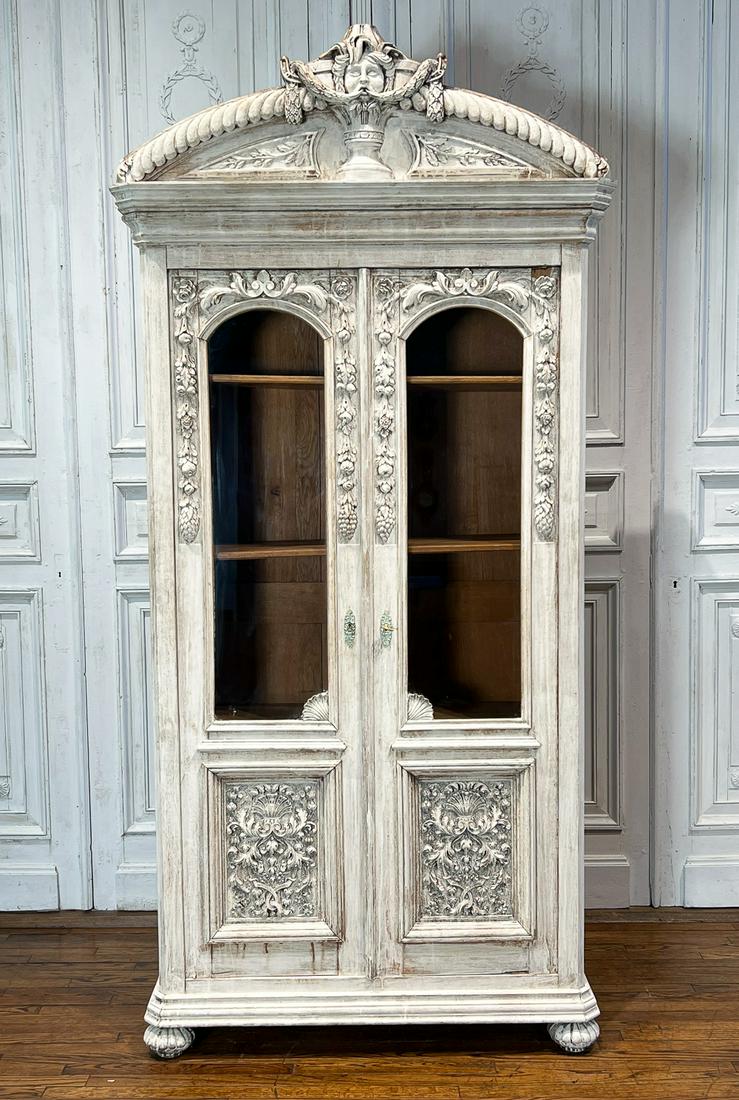 Neoclassical Whitewashed Bibliotheque Bookcase (1 of 12)