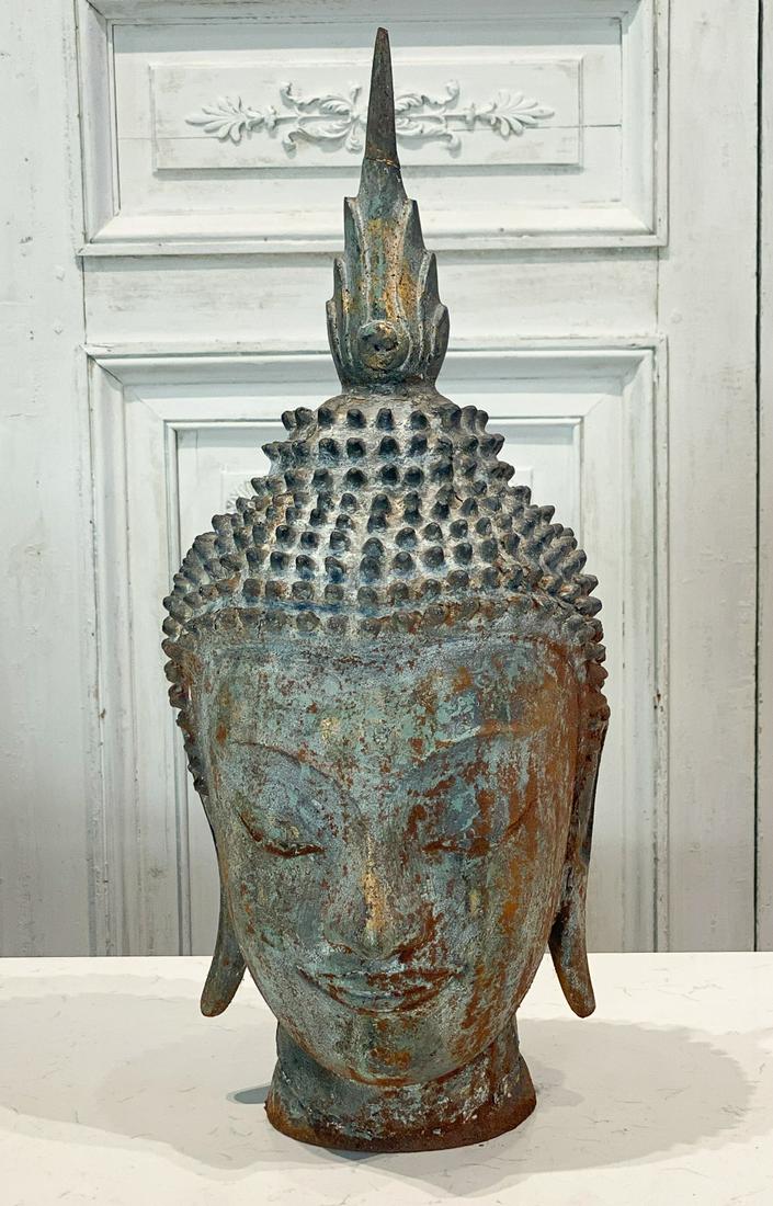 Large Thai Bronze Buddha Head (1 of 3)