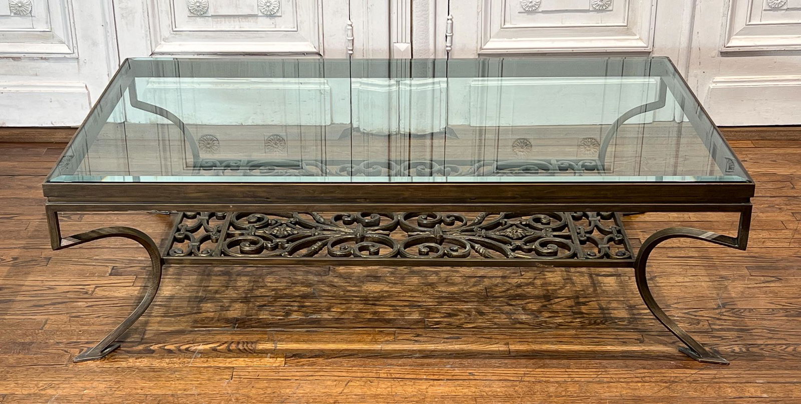 Large Wrought Iron Glass Top Coffee Table (1 of 16)