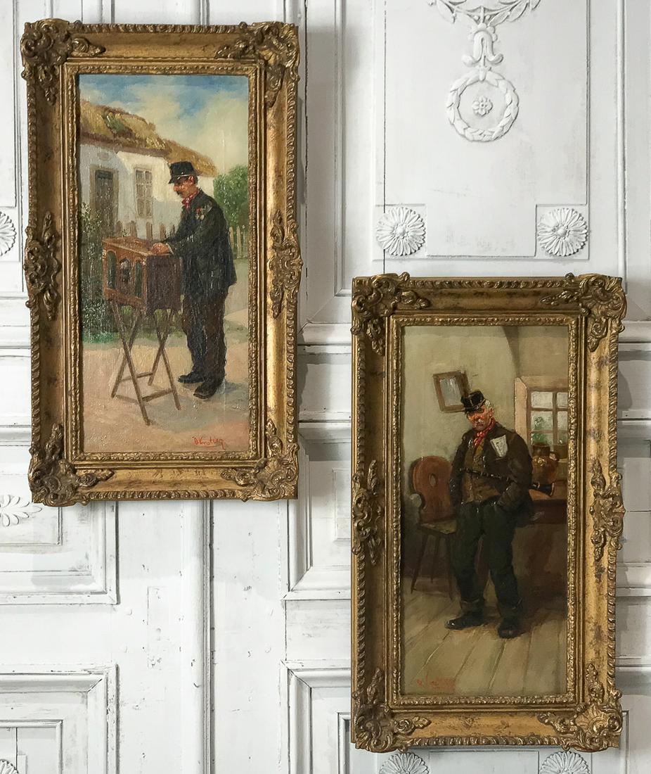 Hurdy Gurdy And Clarinet Player Oil On Canvas (1 of 7)