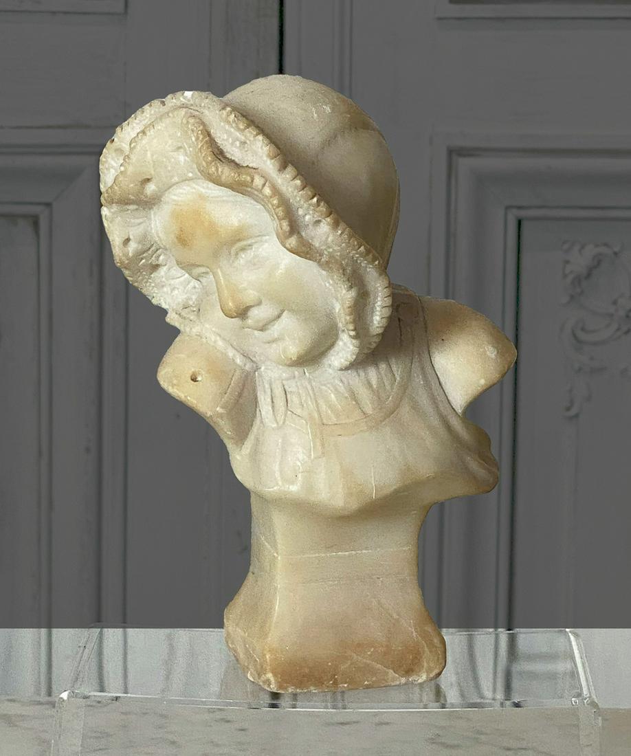 Continental Alabaster Bust Of A Girl (1 of 4)