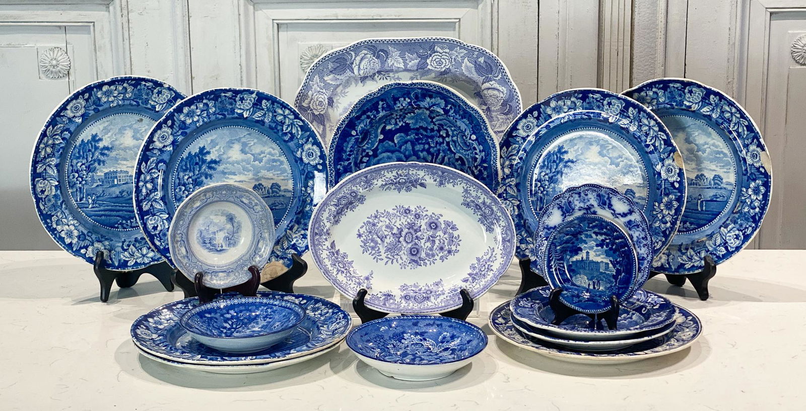 Blue And White Transferware And Flow Blue Group (1 of 8)