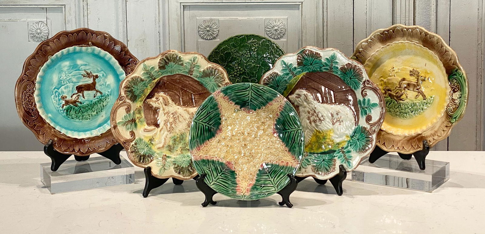 Lot Of Six Majolica Plates (1 of 3)