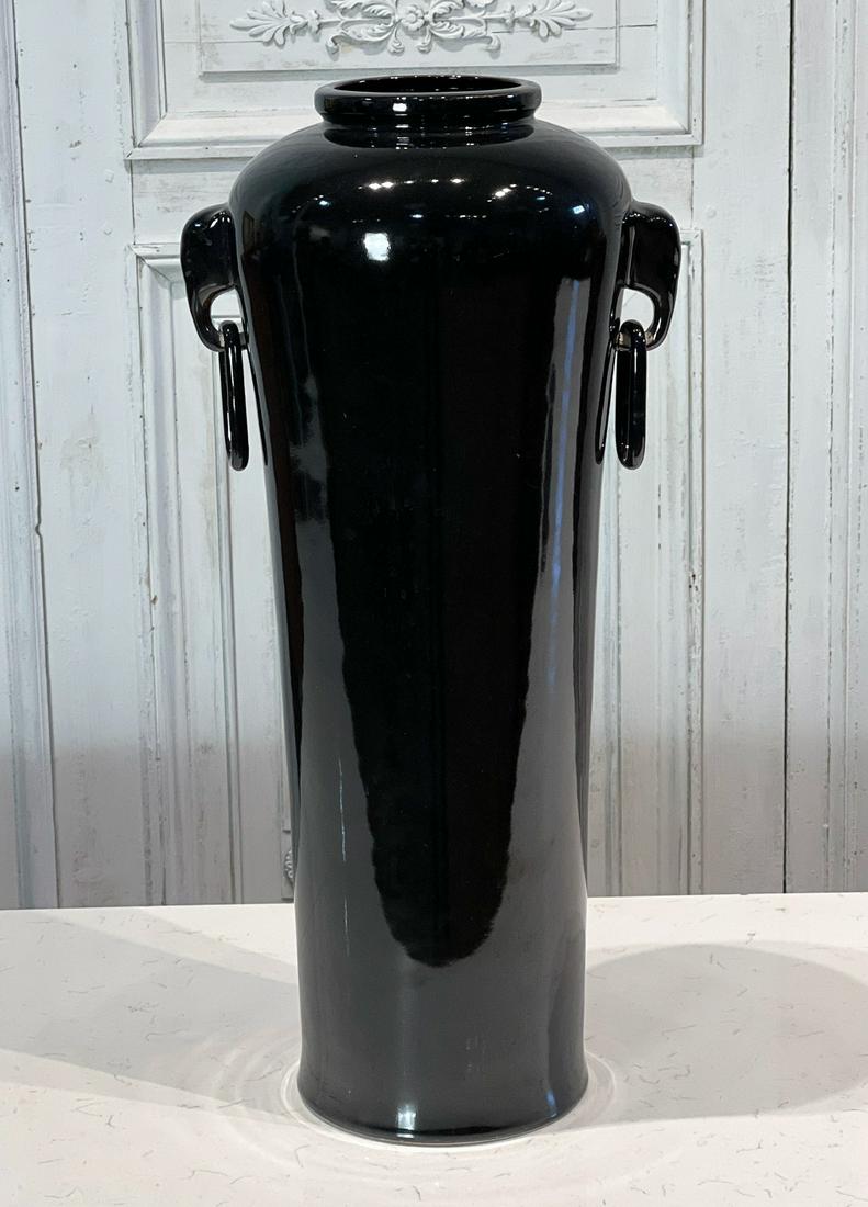 Art Deco Style Black Glaze Earthenware Vase (1 of 12)