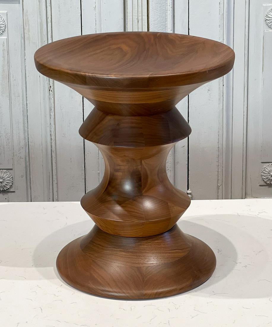 Modern Turned Walnut Pedestal Stool (1 of 9)