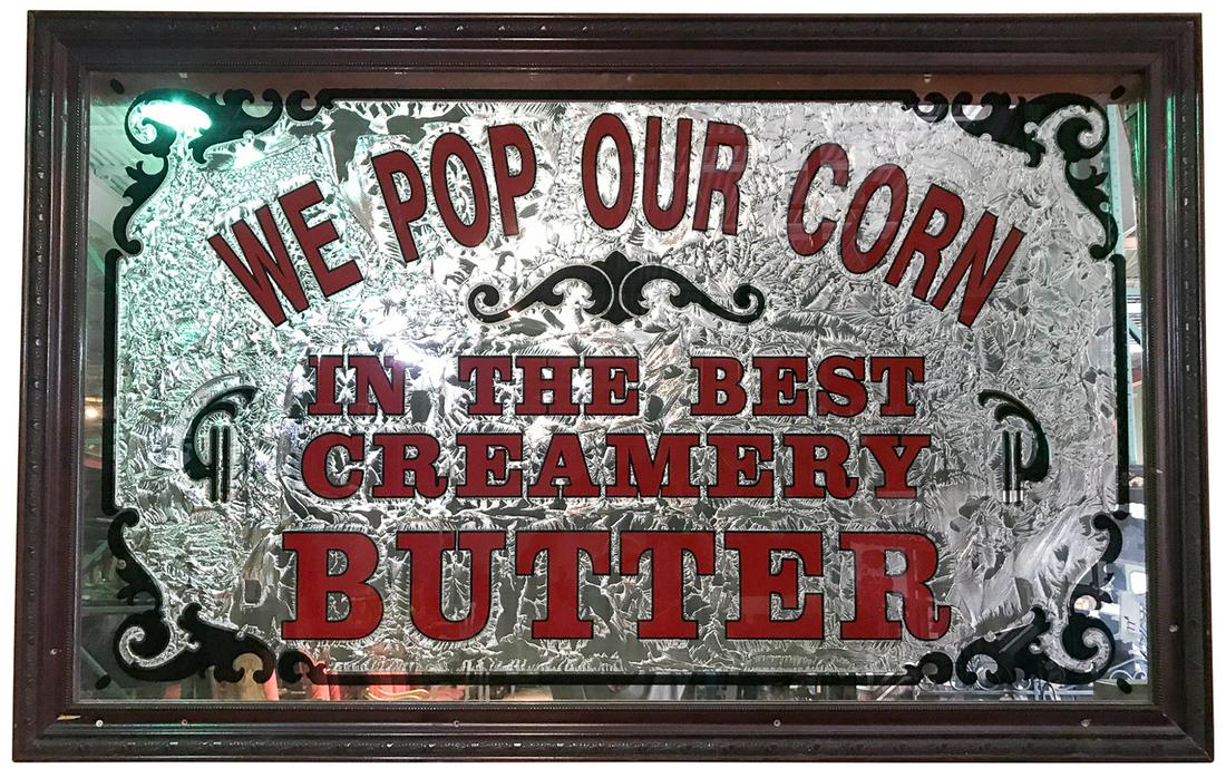 Large Reverse Painted Popcorn Sign, Almost 4' High (1 of 4)