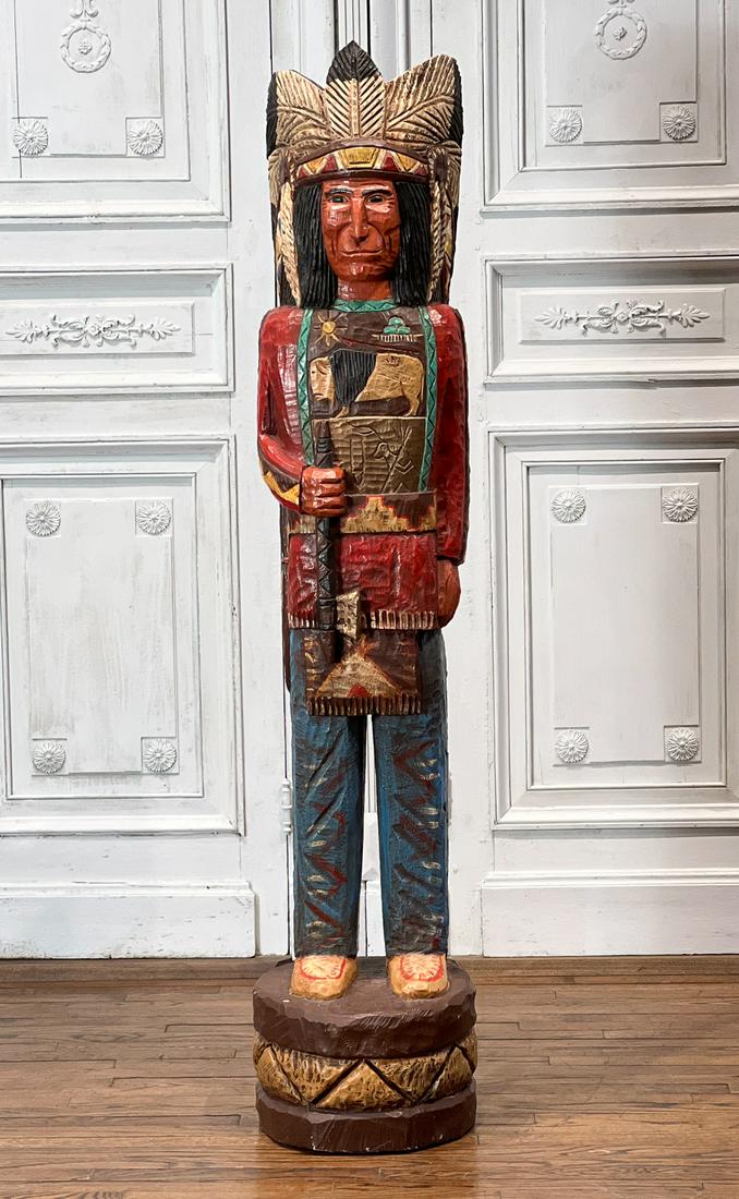 Carved Painted Wood Cigar Indian Style Figure (1 of 11)