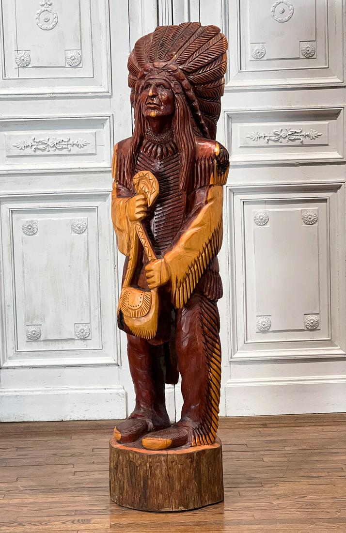 Carved Cedar Wood Indian Figure (1 of 12)