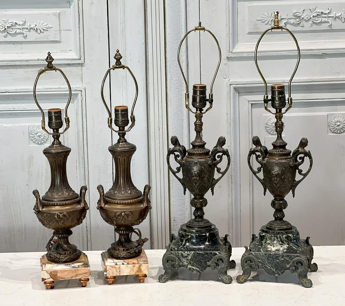 Four French Gilt Metal And Marble Table Lamps (1 of 7)