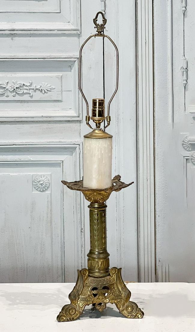 Gothic Style Bronze Candlestick Lamp (1 of 3)