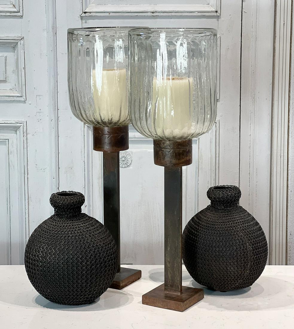 Rustic Metal Candlestick And Vase Group (1 of 10)