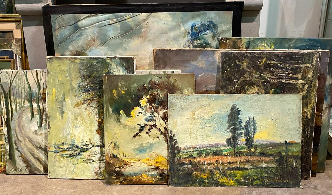 Group Of Nine Vintage Paintings (1 of 3)