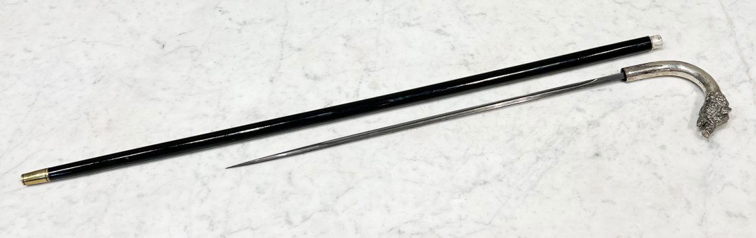 Silver Boar's Head Sword Cane (1 of 13)